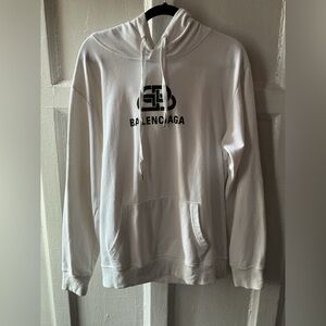 White Hoodie with Balenciaga Logo